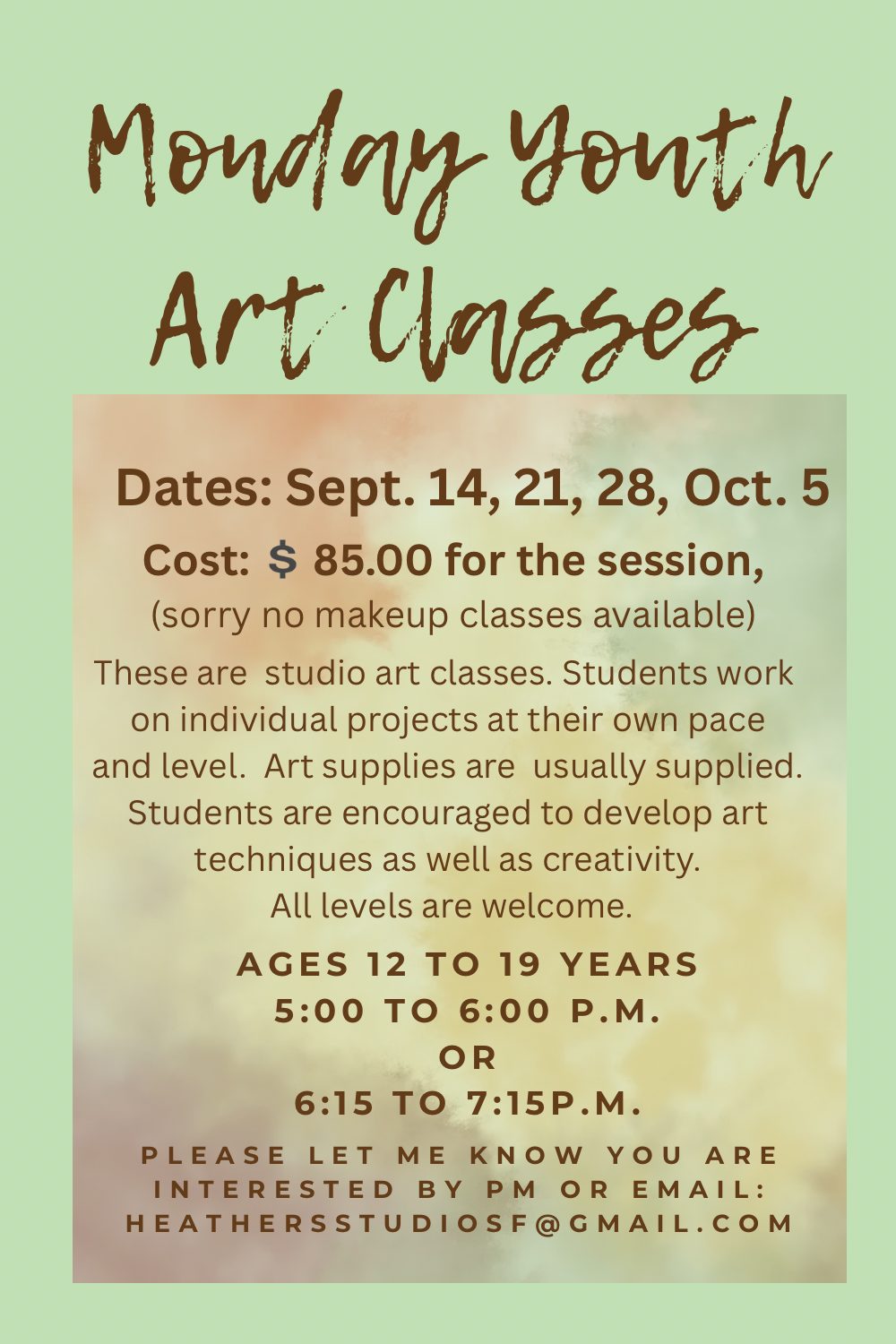Youth Art Classes-Sept 2026